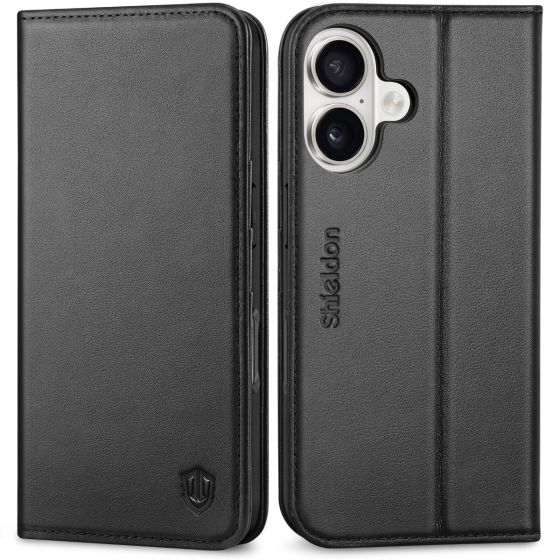 SHIELDON iPhone 17 Air Wallet Case, iPhone 17 Air Genuine Leather Cover, Magnetic Closure, RFID Blocking, Book Fold Folio Flip Style, Kickstand, Credit Card Holder, Shockproof TPU Drop Protective Phone Case for iPhone 17 Air 6.6" 2025