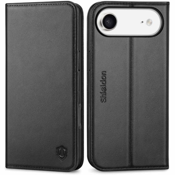 SHIELDON iPhone Air Wallet Case, iPhone Air Genuine Leather Cover, Magnetic Closure, RFID Blocking, Book Fold Folio Flip Style, Kickstand, Credit Card Holder, Shockproof TPU Drop Protective Phone Case for iPhone Air 6.5" 2025