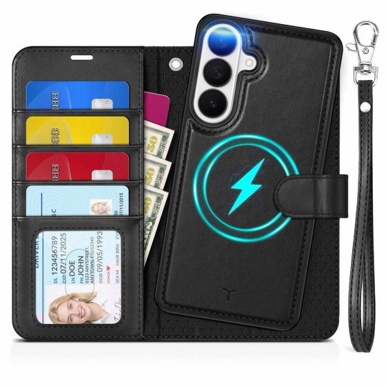 TUCCH SAMSUNG S26 Plus Detachable Wallet Case with Wristlet, SAMSUNG Galaxy S26 Plus Leather Cover with Removable Phone Case, Magsafe Compatible, Wireless Charging, Card Holder RFID Blocking Kickstand Magnetic Closure PU Leather Flip Phone Cover
