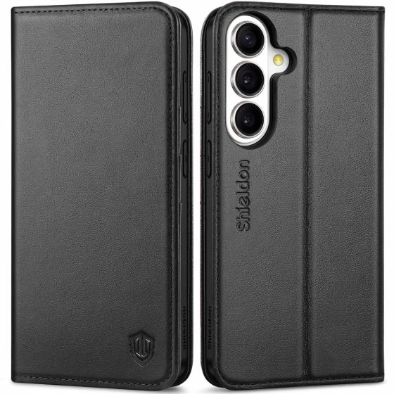 SHIELDON SAMSUNG S26 Wallet Case, SAMSUNG Galaxy S26 Genuine Leather Case Carry-all Flip Book Case with Stand Feature & ID Credit Card Holder [Magnetic Closure] for Samsung Galaxy S26, Folio Style Leather Cover