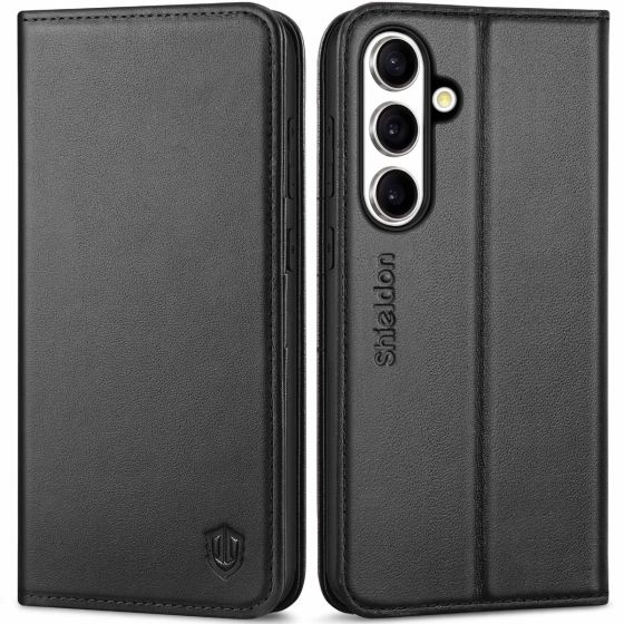 SHIELDON SAMSUNG Galaxy S25 FE Wallet Case, SAMSUNG S25FE Genuine Leather Case with RFID Blocking Credit Card Holder Fold Book Folio Flip Magnetic Closure Kickstand Protective Cover for SAMSUNG S25FE 5G (2025)