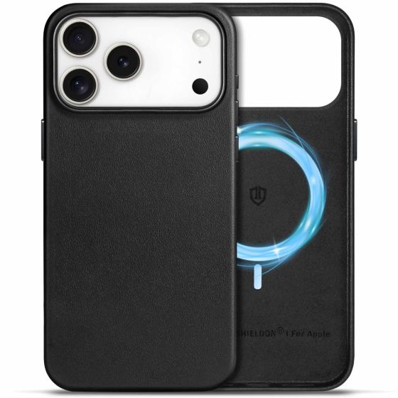 Shieldon iPhone 17 Pro Max Genuine Leather Case, MagSafe Compatible Support Wireless Charging, Raised Edges, Slim Fit Elegant Non-Slip Shockproof Protective Phone Case for iPhone 17 Pro Max 6.9-inch 2025