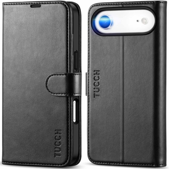 TUCCH iPhone Air Wallet Case, iPhone Air Leather Case, Folio Flip Cover with RFID Blocking, Stand, Credit Card Slots, Raised Edges, Magnetic Clasp Closure for iPhone Air 5G 6.5-inch