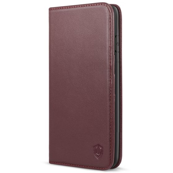 SHIELDON iPhone 7/8 Plus Leather Wallet Case with Magnetic Closure - Wine Red