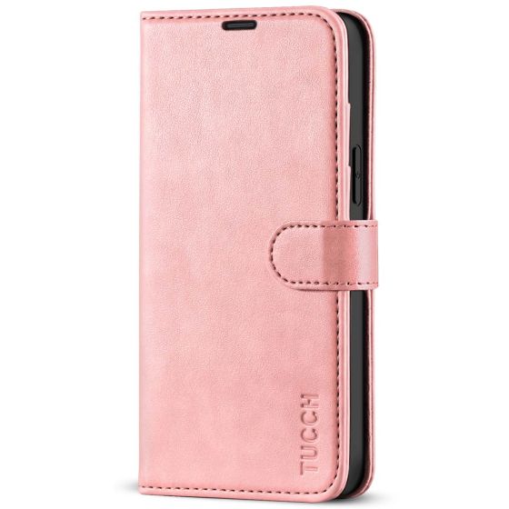 TUCCH iPhone 13 Pro Max Wallet Case, iPhone 13 Pro Max PU Leather Case with Folio Flip Book RFID Blocking, Stand, Card Slots, Magnetic Clasp Closure - Rose Gold