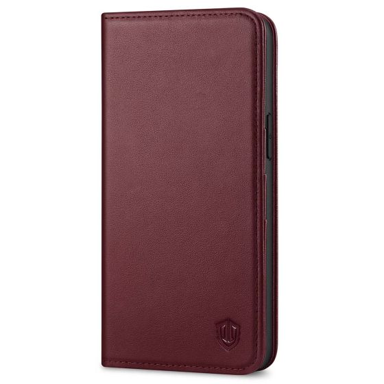 SHIELDON iPhone 13 Pro Max Wallet Case, iPhone 13 Pro Max Genuine Leather Cover - Wine Red