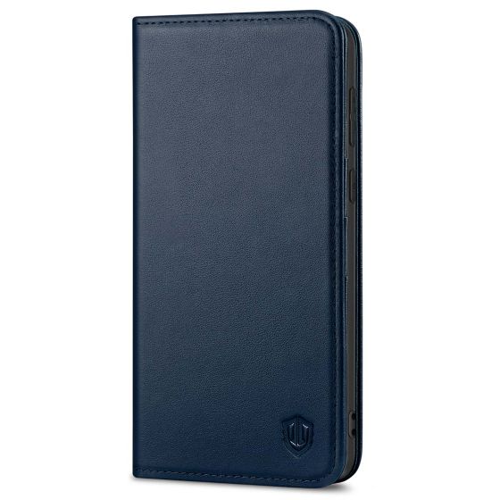 SHIELDON SAMSUNG S21 Wallet Case - SAMSUNG GALAXY S21 6.2-inch Folio Leather Case - Navy Blue