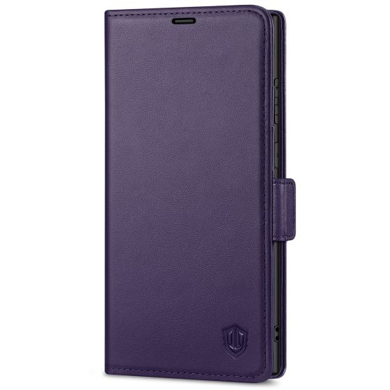 SHIELDON SAMSUNG Galaxy S23 Ultra Wallet Case, SAMSUNG S23 Ultra Leather Cover Flip Folio Book Case - Dark Purple