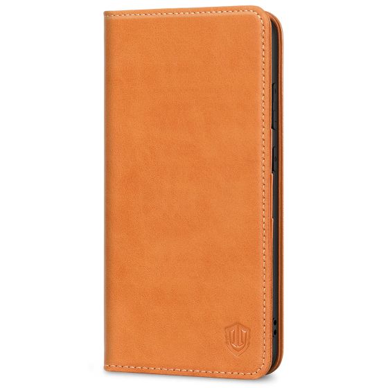 SHIELDON SAMSUNG Galaxy S23 Wallet Case, SAMSUNG S23 Leather Cover Flip Folio Book Case - Brown