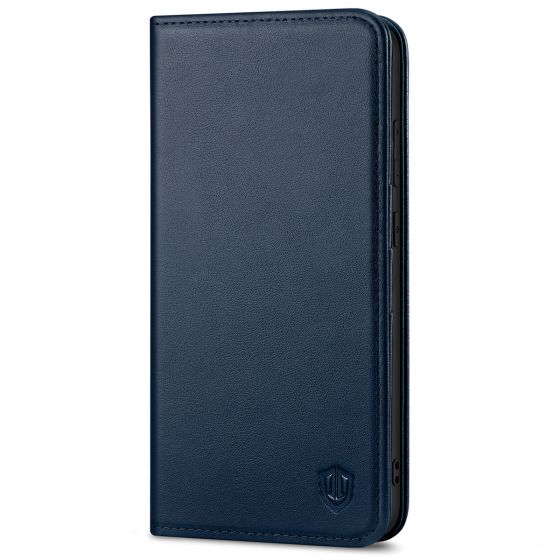 SHIELDON SAMSUNG Galaxy S23 Wallet Case, SAMSUNG S23 Leather Cover Flip Folio Book Case - Navy Blue