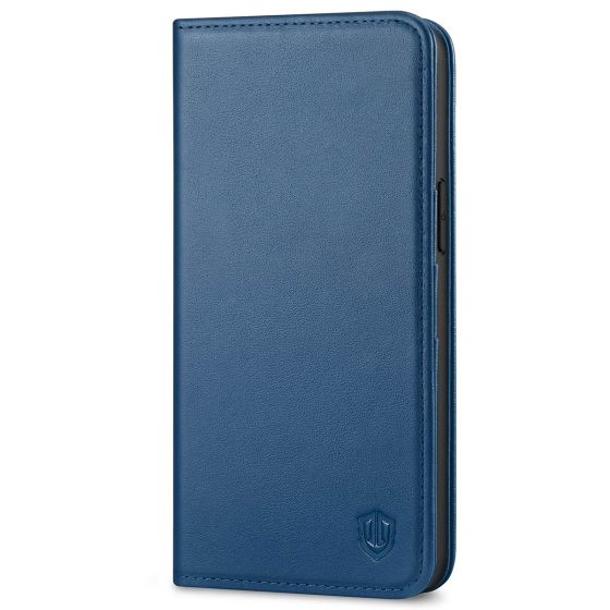 SHIELDON iPhone 14 Pro Max Wallet Case, iPhone 14 Pro Max Genuine Leather Folio Cover - Royal Blue