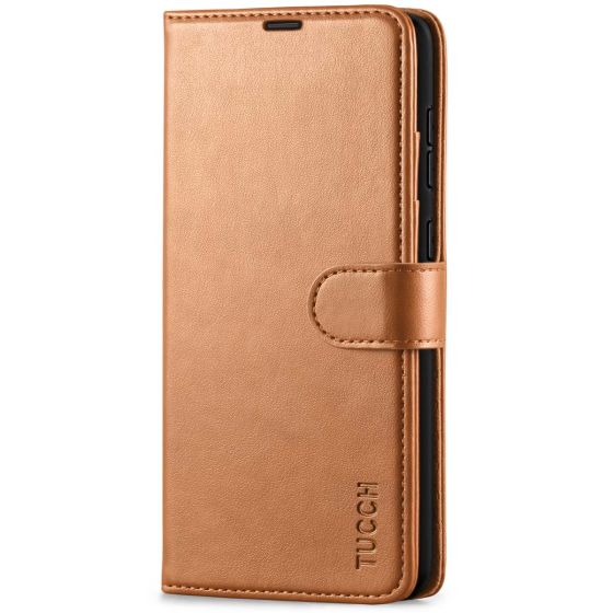 TUCCH SAMSUNG GALAXY A72 Wallet Case, SAMSUNG A72 Flip Case 6.7-inch - Light Brown