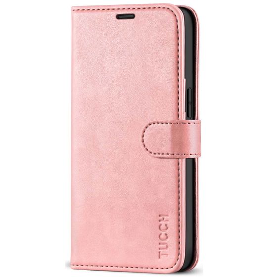TUCCH iPhone 12 Mini 5.4-inch Flip Leather Wallet Case - Rose Gold
