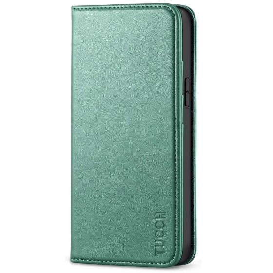 TUCCH iPhone 12 Mini Wallet Case, iPhone 12 Mini Flip Cover, Magnetic Closure Phone Case for Mini iPhone 12 5G 5.4-inch Myrtle Green