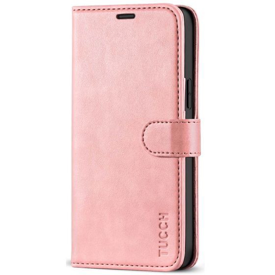 TUCCH iPhone 12 /5G Wallet Case, iPhone 12 Pro /5G 6.1-inch Flip Case - Rose Gold
