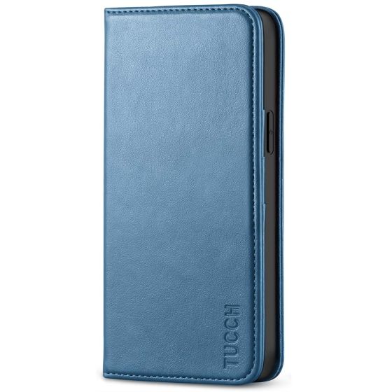 TUCCH iPhone 12 Wallet Case, iPhone 12 Pro Wallet Case, Flip Cover with Stand, Credit Card Slots, Magnetic Closure for iPhone 12 / Pro 6.1-inch 5G Lake Blue