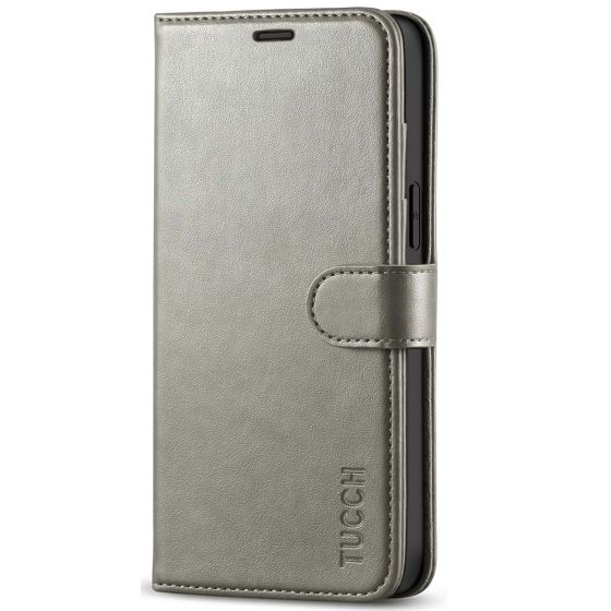 TUCCH iPhone 12 Pro Max Wallet Case, iPhone 12 Pro Max 6.7-inch Flip Case - Grey