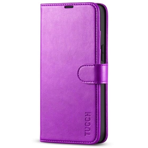 TUCCH iPhone 14 Pro Wallet Case, iPhone 14 Pro PU Leather Case, Folio Flip Cover with RFID Blocking and Kickstand - Purple