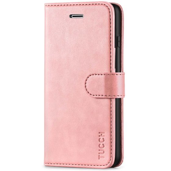 TUCCH iPhone 8 Plus Wallet Case, iPhone 7 Plus Case, Premium PU Leather Flip Folio Case - Rose Gold