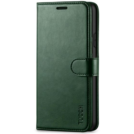 TUCCH iPhone XR Wallet Case - iPhone XR Leather Cover - Midnight Green