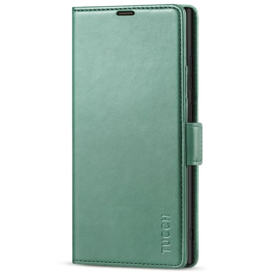 TUCCH SAMSUNG S22 Ultra Wallet Case, SAMSUNG Galaxy S22 Ultra PU Leather Cover Book Flip Folio Case with Dual Magnetic Tab - Myrtle Green
