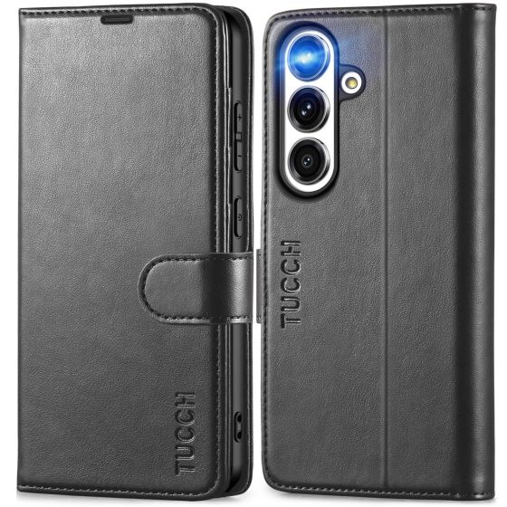 TUCCH SAMSUNG S24FE Wallet Case, SAMSUNG Galaxy S24FE PU Leather Case with [Card Slots] [Kickstand] [RFID Blocking] Magnetic Closure PU Leather Flip Stand Cover for Galaxy S24FE 5G (2024)