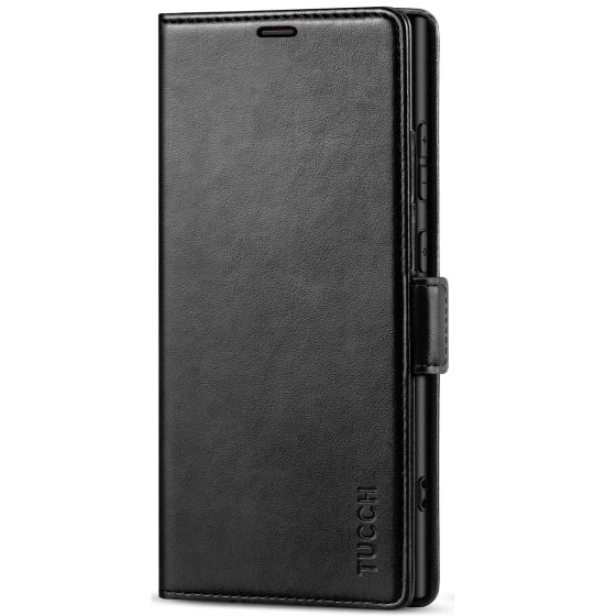 TUCCH SAMSUNG S24 Ultra Wallet Case, SAMSUNG Galaxy S24 Ultra PU Leather Cover Book Flip Folio Case - Black
