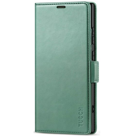 TUCCH SAMSUNG S24 Ultra Wallet Case, SAMSUNG Galaxy S24 Ultra PU Leather Cover Book Flip Folio Case - Myrtle Green