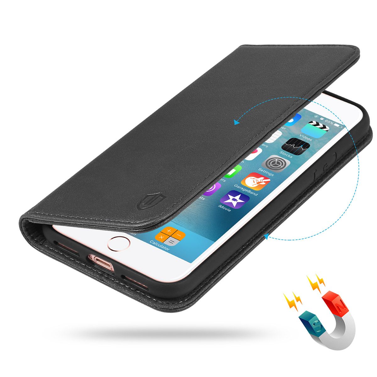 SHIELDON iPhone Wallet Case with Genuine Leather Cover, Magnet