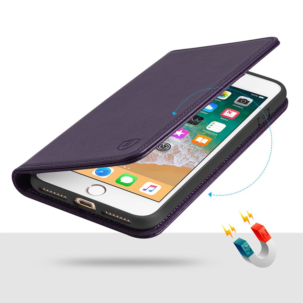 SHIELDON iPhone Plus Flip Cover, iPhone Plus Folio Case Genuine  Leather Case, Kickstand Function
