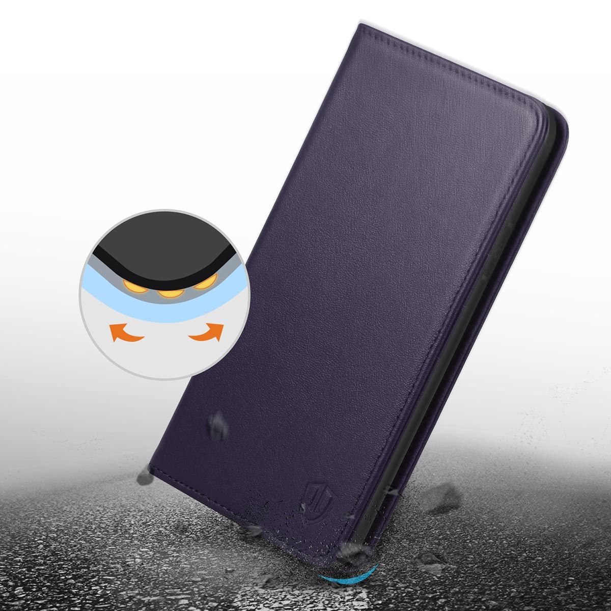 SHIELDON iPhone Plus Wallet Case Purple color Genuine Leather