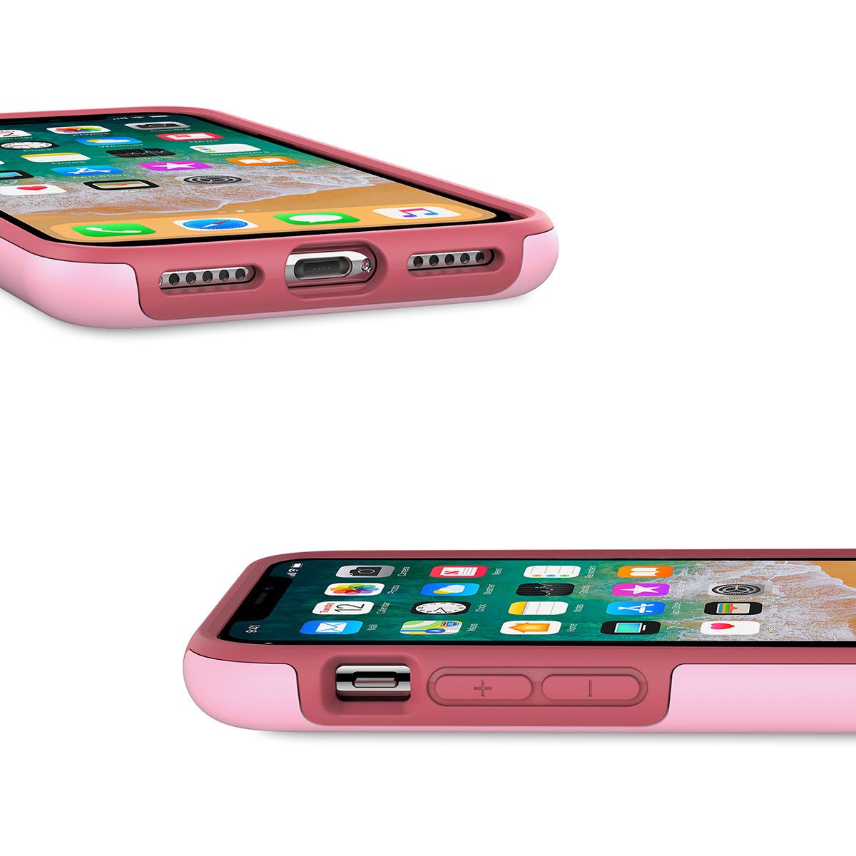 SHIELDON iPhone XS / iPhone X Case - Pink color Case for Apple iPhone X /  iPhone 10 - Plateau Series, image size:1200x1200