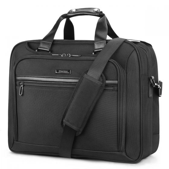 CLUCI Laptop Bag for Men Canvas Expandable 15.6 Inch Business Briefcase Convertible Backpack Large Water Repellent Travel Shoulder Bag Black