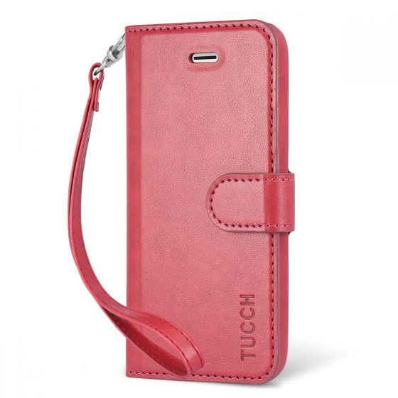 TUCCH iPhone 5/5S/SE Case Leather Wallet Case, Flip Book Case Cover with Stand & Credit Card