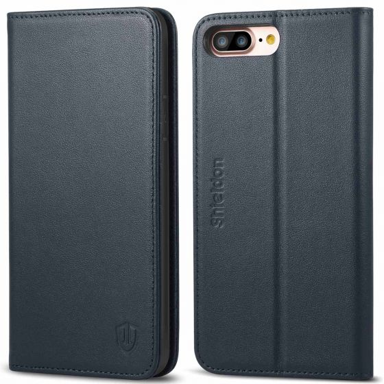 SHIELDON iPhone 8 Plus Wallet Case, iPhone 7 Plus Wallet Case - Genuine Leather Cover, Kickstand, Flip Cover