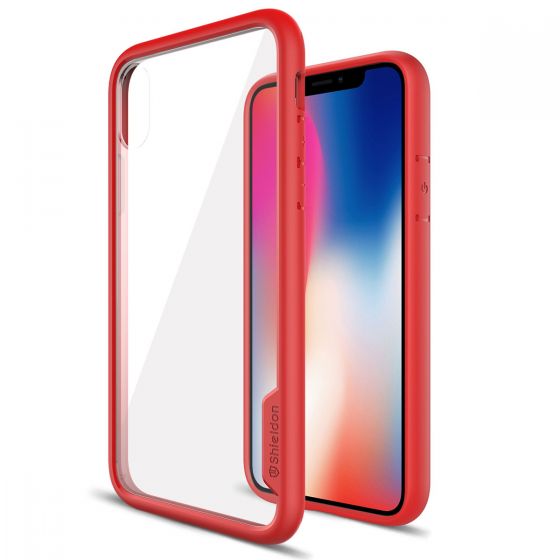 SHIELDON iPhone XS / iPhone X Clear Case -  Red iPhone X / iPhone 10 TPU bumper with Transparent Back Cover - Glacier Series