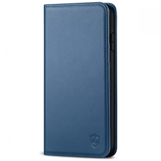 SHIELDON iPhone 11 Pro Max Wallet Case, Genuine Leather, Kick-stand, Magnetic Closure with Auto Sleep/Wake Function - Royal Blue