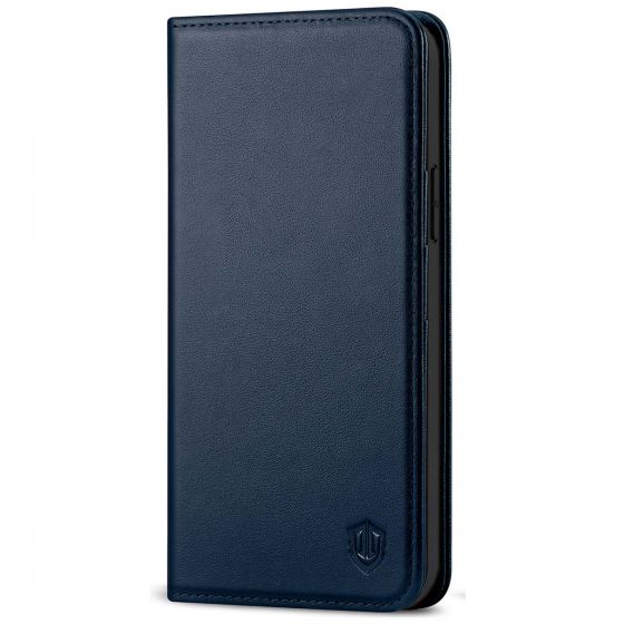 SHIELDON iPhone 13 Pro Max Wallet Case, iPhone 13 Pro Max Genuine Leather Cover - Navy Blue