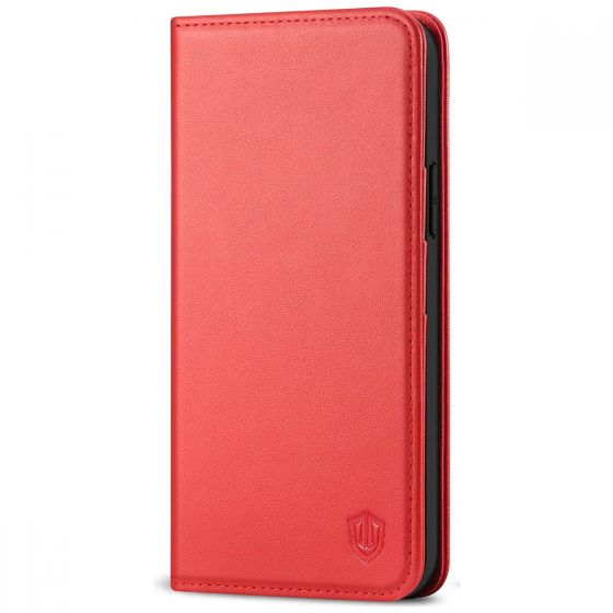 SHIELDON iPhone 13 Pro Max Wallet Case, iPhone 13 Pro Max Genuine Leather Cover - Red