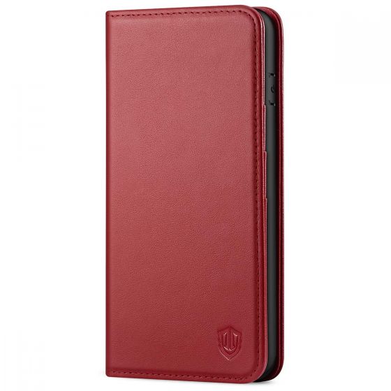 SHIELDON iPhone 8 Plus Wallet Case - iPhone 7 Plus Genuine Leather Kickstand Case - Dark Red