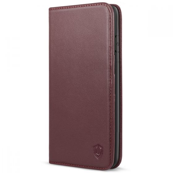 SHIELDON iPhone 7/8 Plus Leather Wallet Case with Magnetic Closure - Wine Red