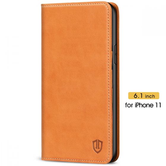 SHIELDON iPhone 11 Wallet Case - iPhone 11 Folio Case - Brown