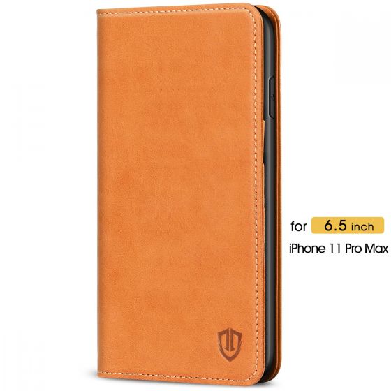 SHIELDON iPhone 11 Pro Max Wallet Case - iPhone 11 Pro Max Folio Case with Auto Sleep/Wake Function - Brown