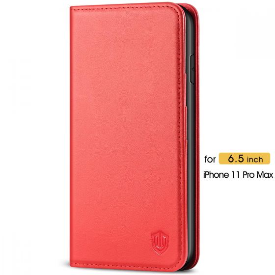 Premium Leather Folio Wallet Case for iPhone 11 Pro Max - Red