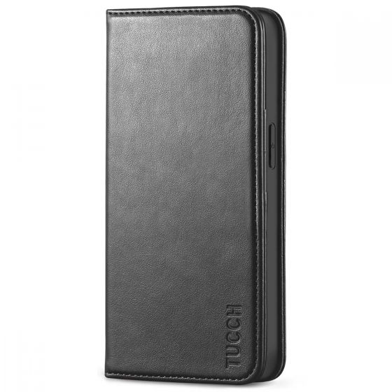 TUCCH iPhone 13 Wallet Case, iPhone 13 PU Leather Case, Flip Cover with Stand, Credit Card Slots, Magnetic Closure - Black