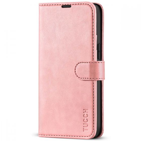 TUCCH iPhone 13 Mini Wallet Case, Mini iPhone 13 5.4-inch Leather Case, Folio Flip Cover with RFID Blocking, Stand, Credit Card Slots, Magnetic Clasp Closure - Rose Gold