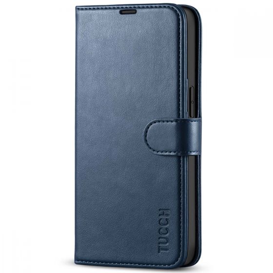 TUCCH iPhone 13 Pro Wallet Case, iPhone 13 Pro PU Leather Case, Folio Flip Cover with RFID Blocking and Kickstand - Dark Blue