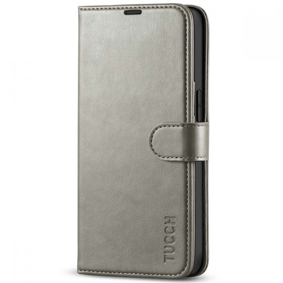 TUCCH iPhone 13 Pro Wallet Case, iPhone 13 Pro PU Leather Case, Folio Flip Cover with RFID Blocking and Kickstand - Grey