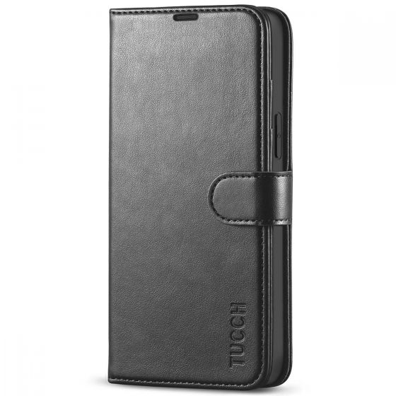 TUCCH iPhone 13 Pro Max Wallet Case, iPhone 13 Pro Max PU Leather Case with Folio Flip Book RFID Blocking, Stand, Card Slots, Magnetic Clasp Closure - Black