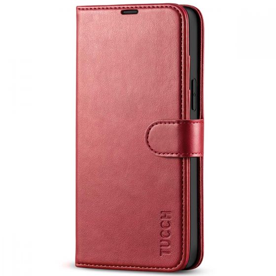 iPhone 13 Pro Case, Leather Wallet Case iPhone 13 Pro, PU Leather Case,  Built in Stand Wallet Credit Card Holder Case 5 Card Slot Case For Apple  iPhone 13 Pro, Red 